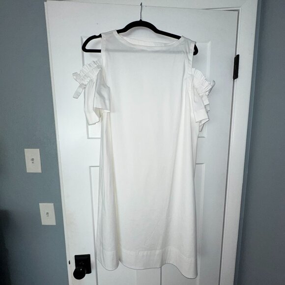 J. Jill Dresses & Skirts - J. Jill White Cold Shoulder Ruffle A Line Shift Dress Size M
